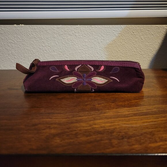 EUC Lucky Brand Velvet Purple Cosmetic Case or Pencil Case - Picture 1 of 10